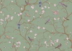 Bird Chinoiserie wall mural by Rebel Walls in Green, flat swatch
