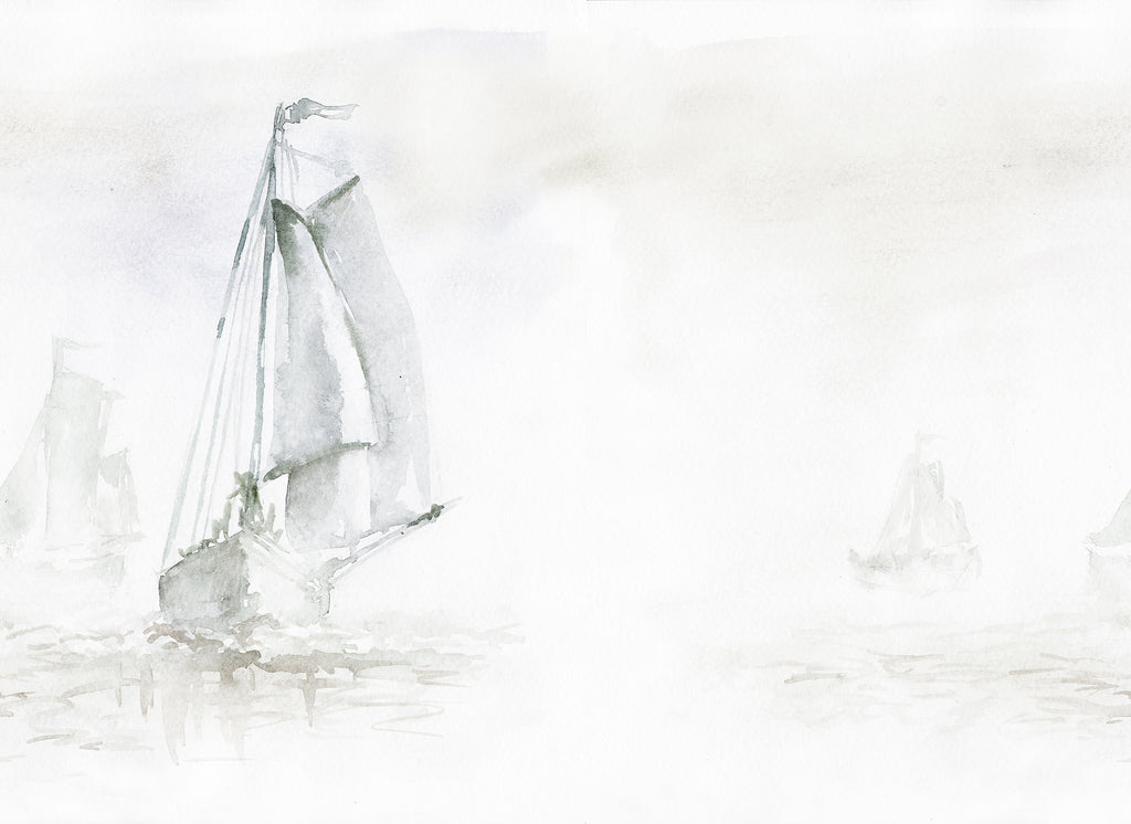 Sailing Boat wall mural by Rebel Walls in Grey, flat swatch
