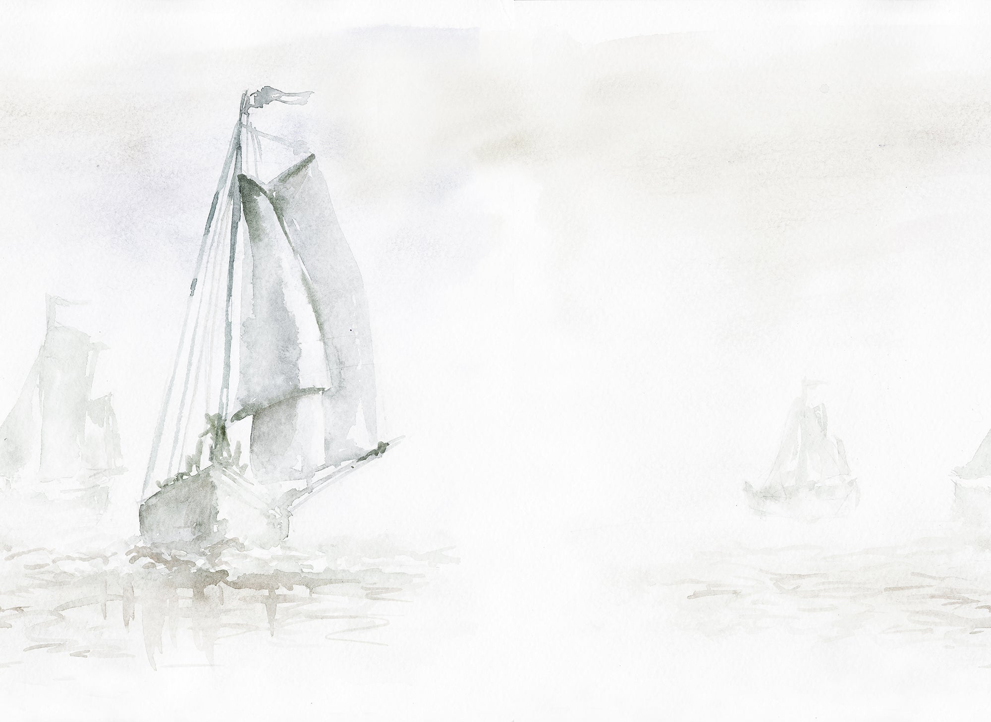 Sailing Boat wall mural by Rebel Walls in Grey, flat swatch