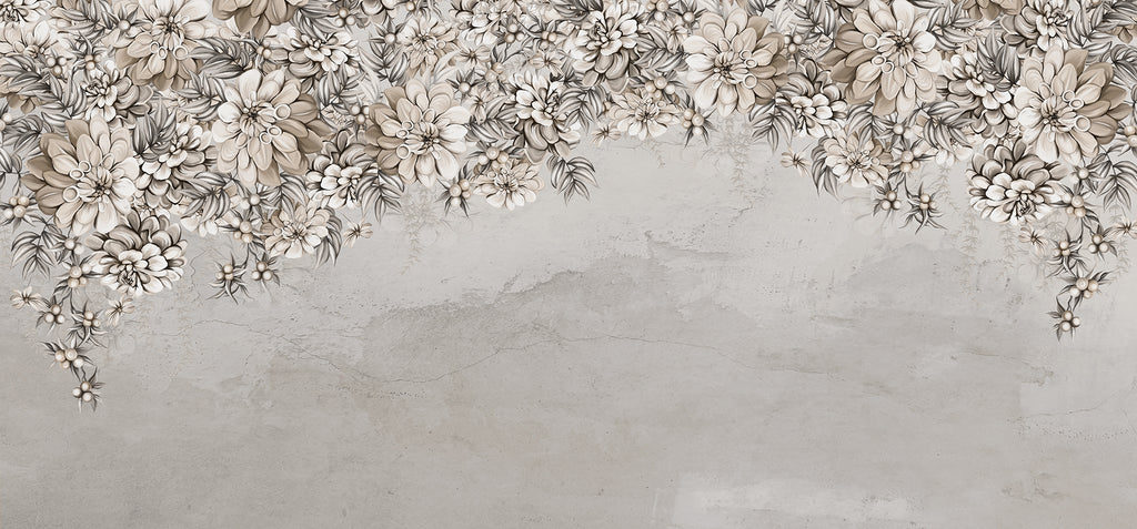 Serene Blossoms wall mural by Rebel Walls in Beige, flat swatch