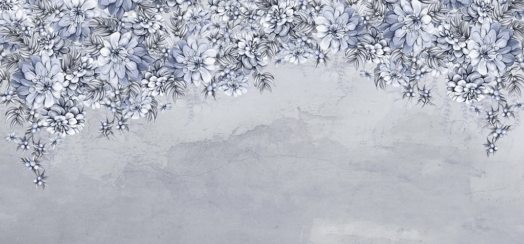 Serene Blossoms wall mural by Rebel Walls in Blue, flat swatch
