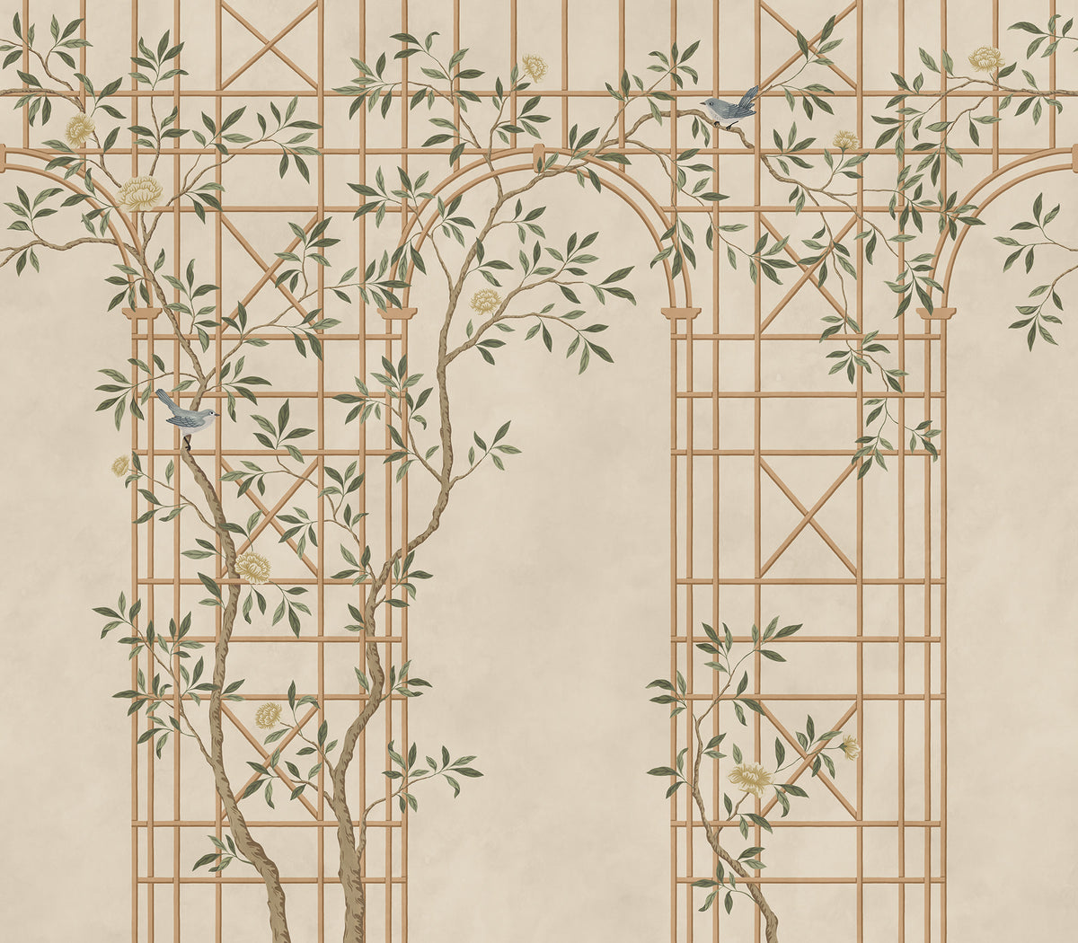 Chinoiserie Trellis wall mural by Rebel Walls in Beige – Sand, flat swatch
