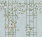 Chinoiserie Trellis wall mural by Rebel Walls in Blue, flat swatch