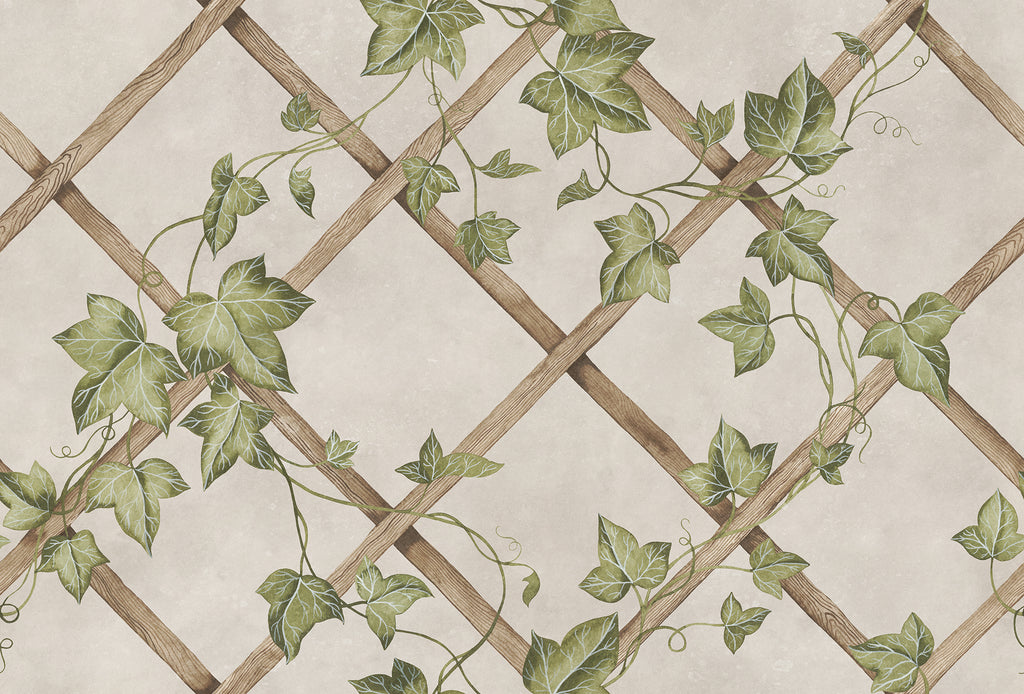 Ivy Trellis wall mural by Rebel Walls in Beige, flat swatch