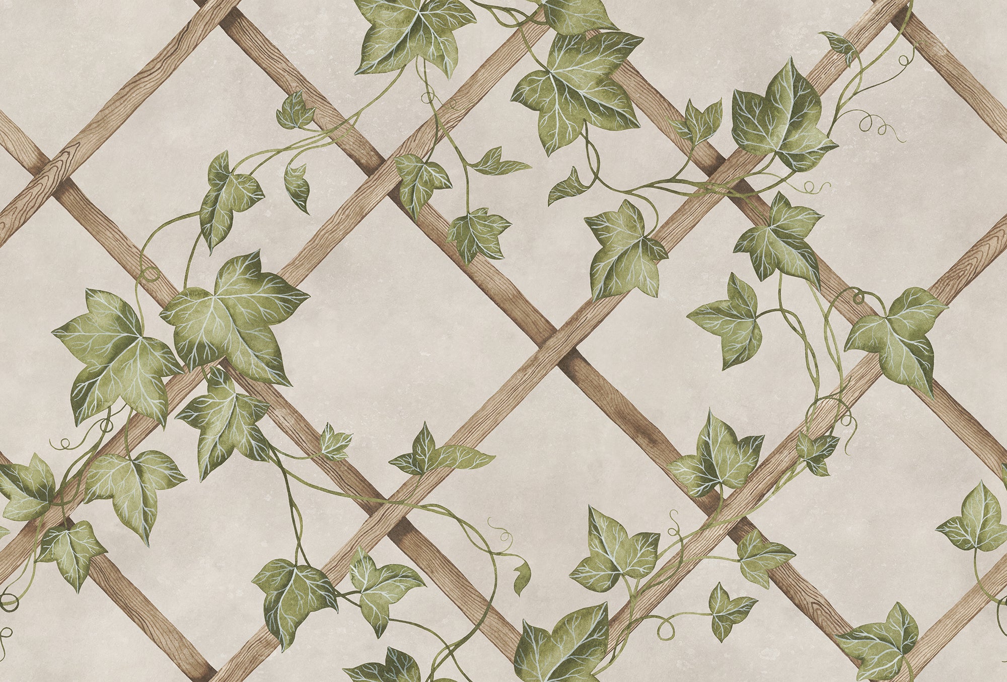 Ivy Trellis wall mural by Rebel Walls in Beige, flat swatch