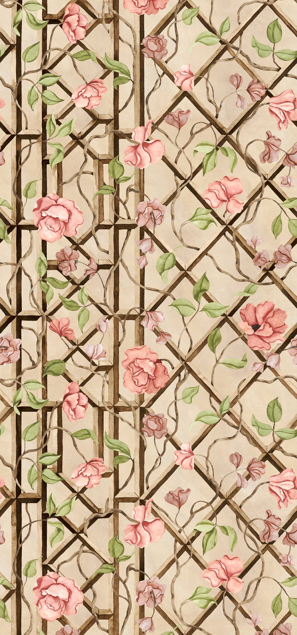 Garden of Secrets wall mural by Rebel Walls in Pink, flat swatch