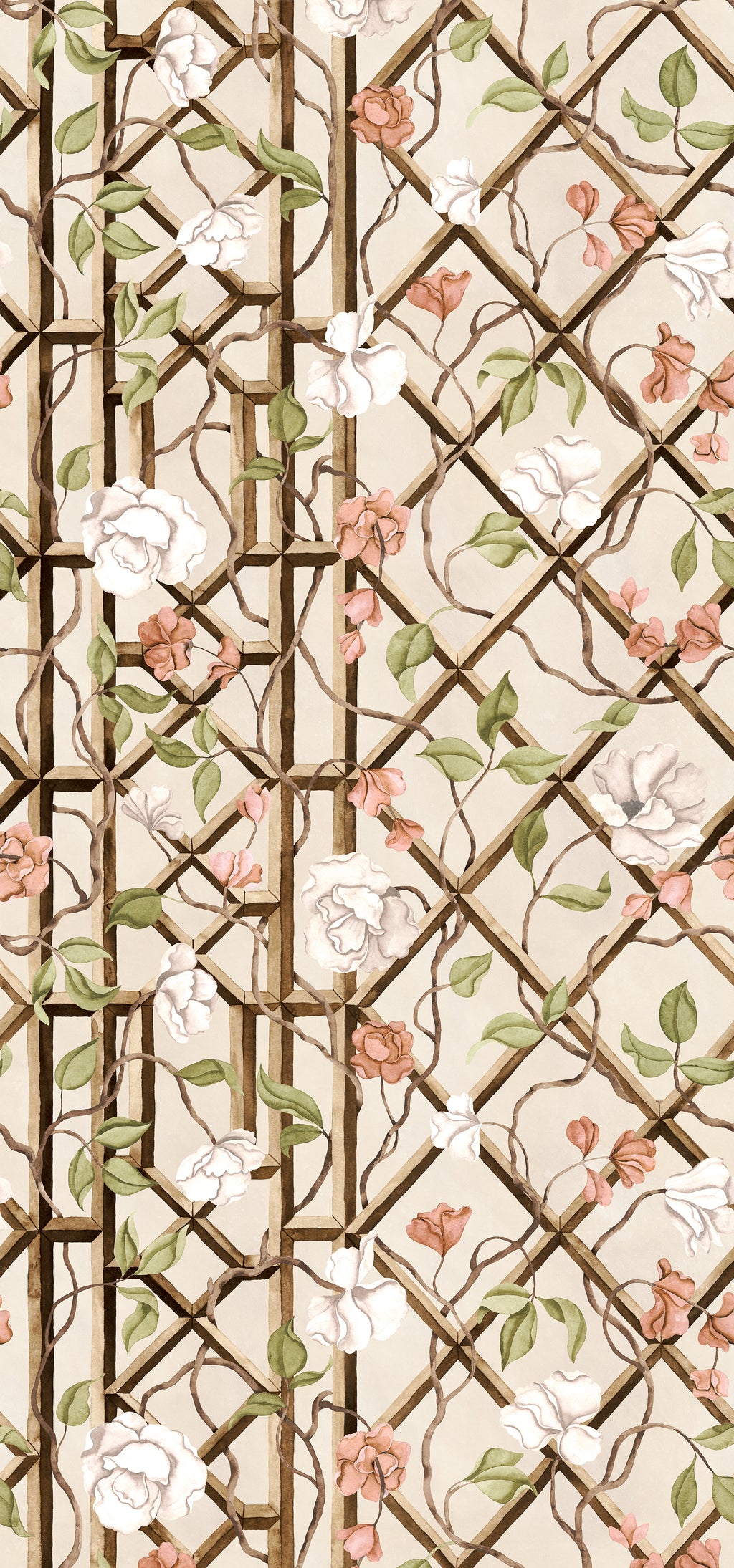 Garden of Secrets wall mural by Rebel Walls in Pink – Blush, flat swatch