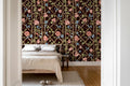 Garden of Secrets wall mural by Rebel Walls in Black, styled room