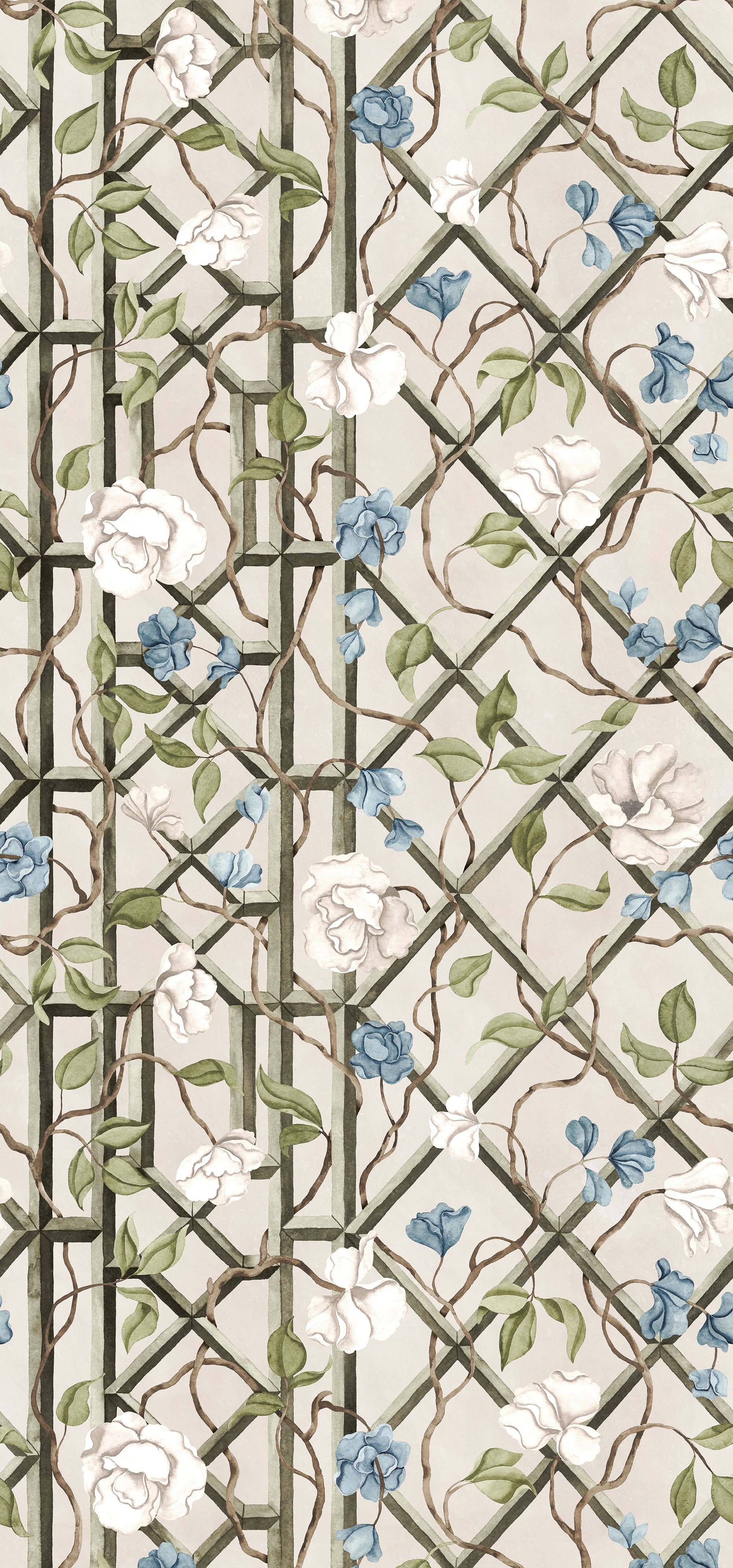 Garden of Secrets wall mural by Rebel Walls in Blue, flat swatch