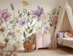 Spring Garden wall mural by Rebel Walls in Pink, styled room