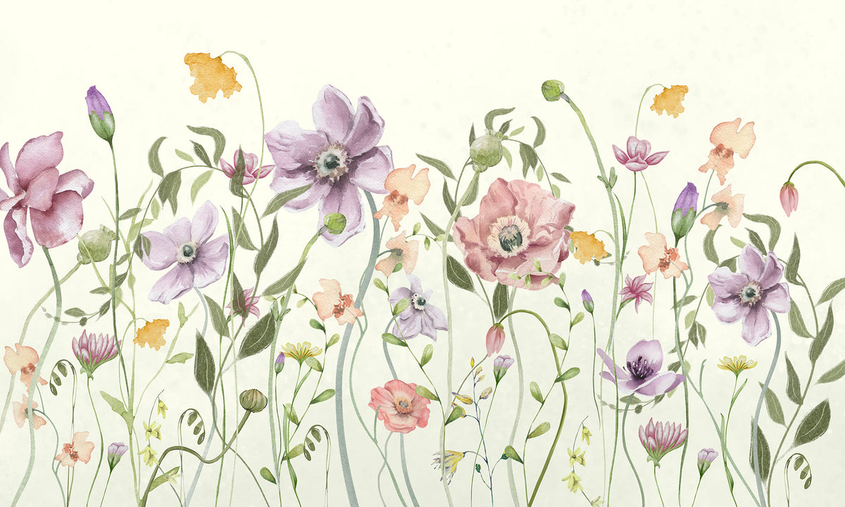 Spring Garden wall mural by Rebel Walls in Pink, flat swatch