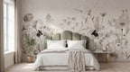 Dreamy Garden wall mural by Rebel Walls in Grey, styled room