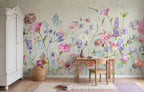 Dreamy Garden wall mural by Rebel Walls in Pink, styled room