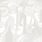Artistic Faces wall mural by Rebel Walls in White, flat swatch