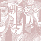 Artistic Faces wall mural by Rebel Walls in Pink, flat swatch