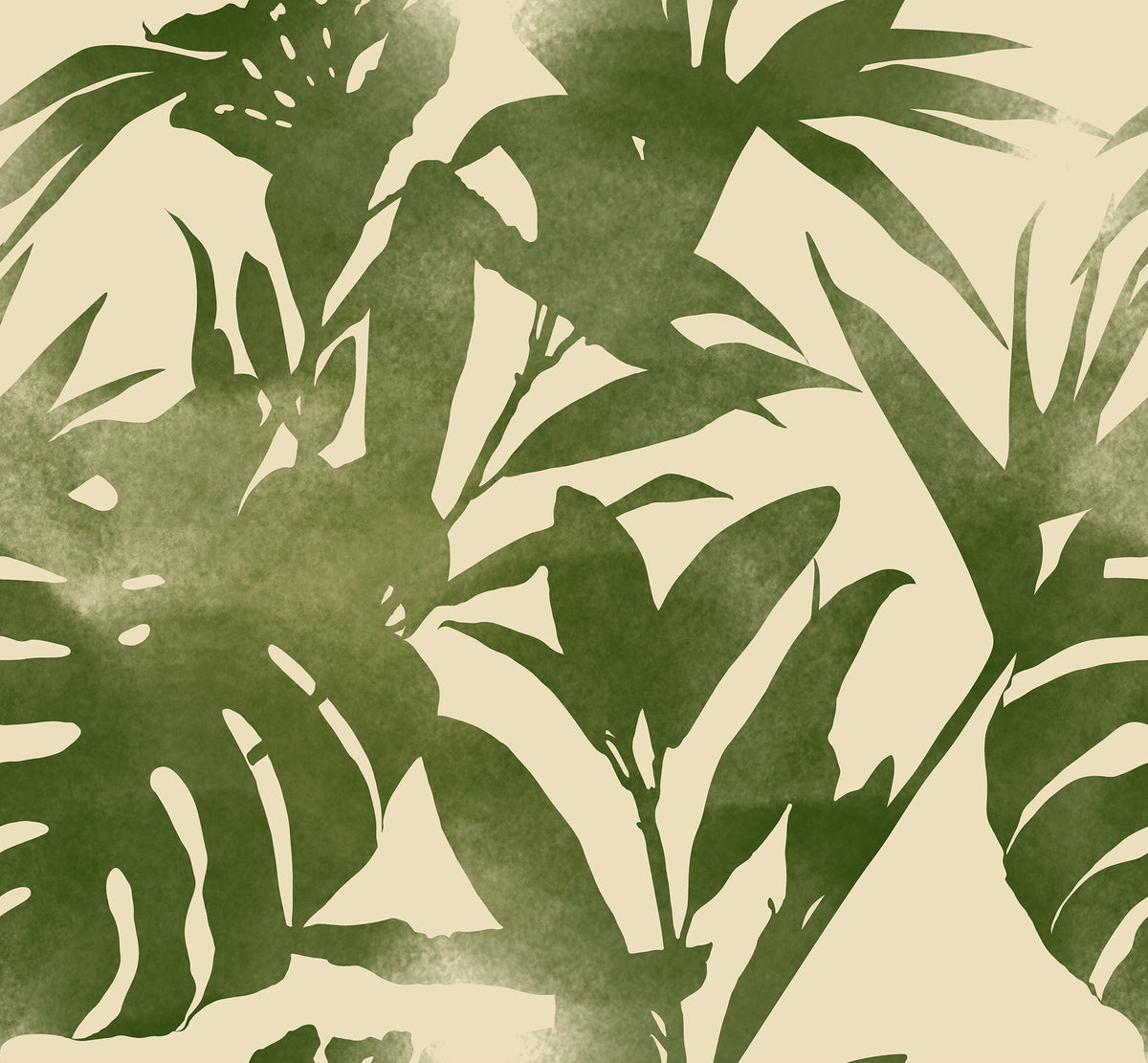 Shapes of Leaves wall mural by Rebel Walls in Green, flat swatch