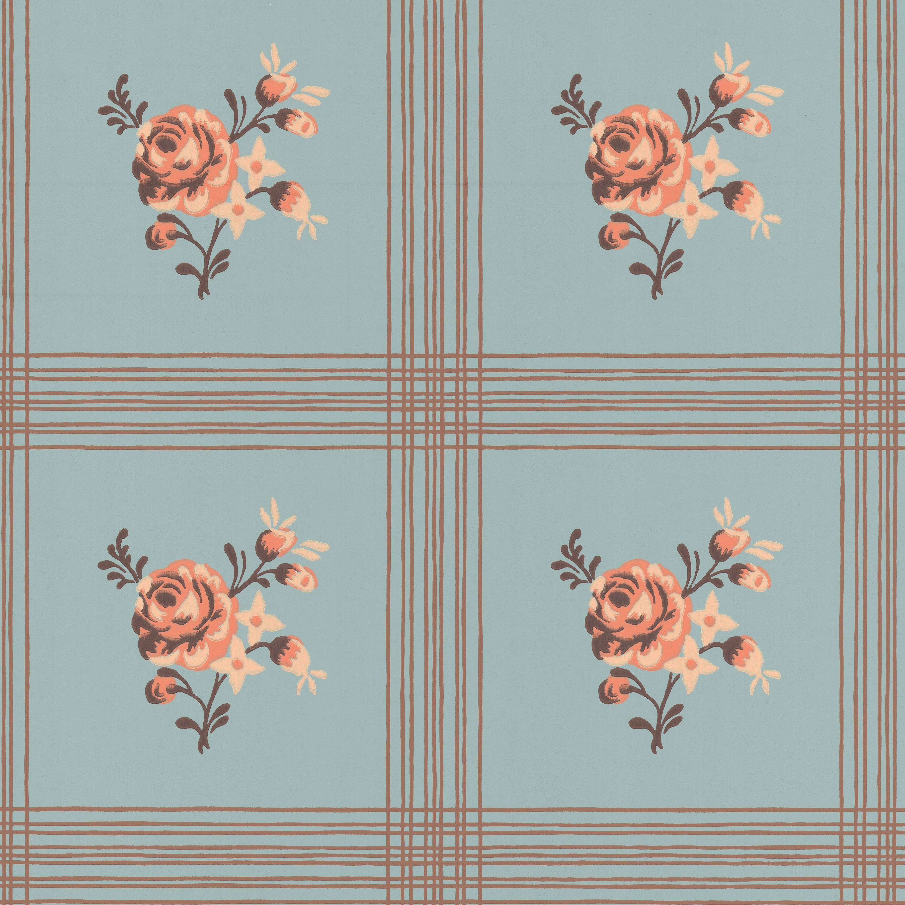Rose wallpaper by Langelid/von Bromssen - floral design in Teal