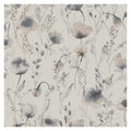 Lo wallpaper by Sandberg, flat swatch of blush and grey watercolour wildflowers on a greige ground