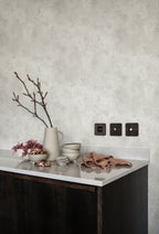 Rost wallpaper by Sandberg in Sandstone, styled on an interior wall