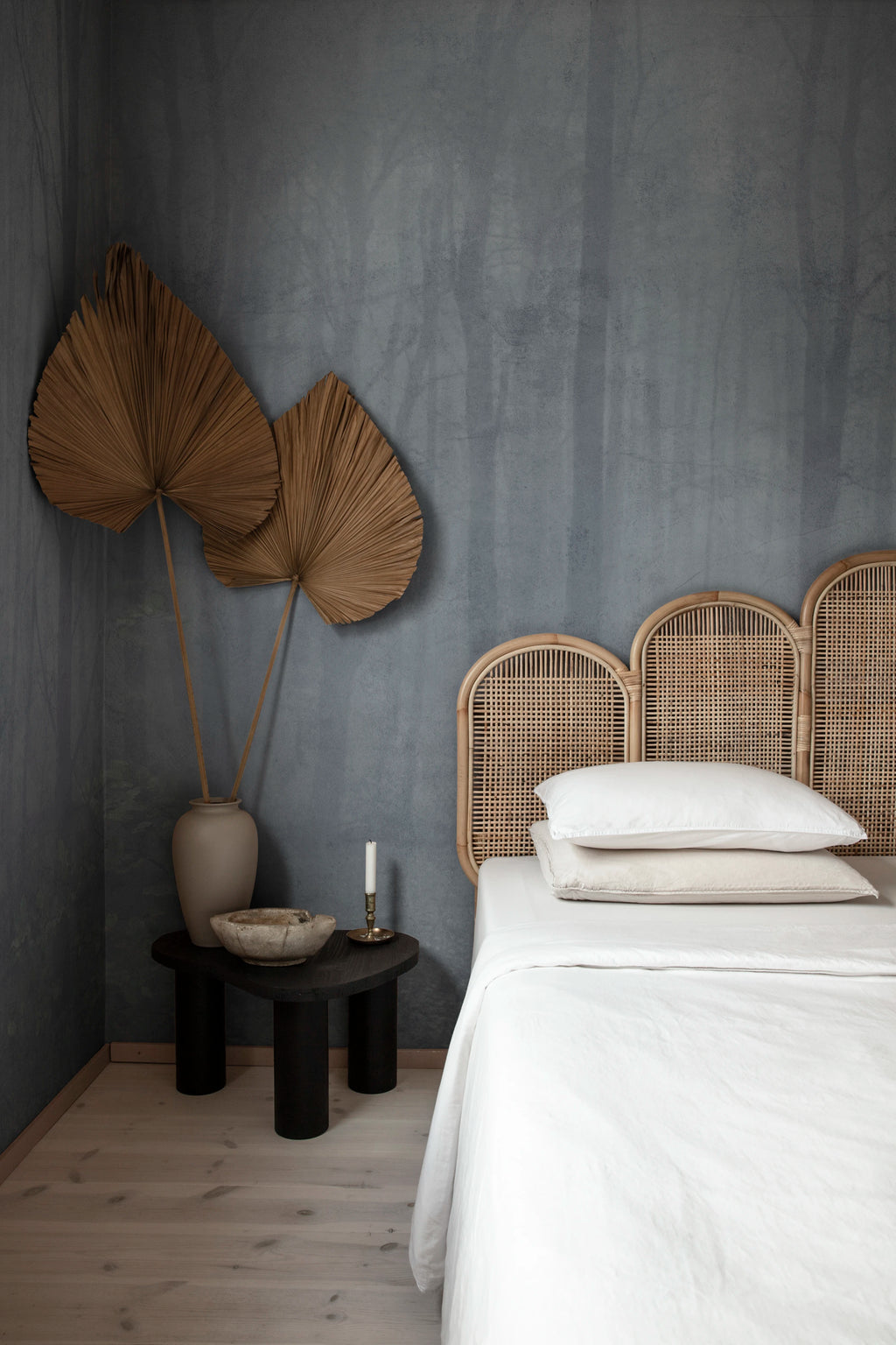 Skog wall mural by Sandberg – forest & woodland design, Blue – Misty Blue