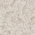 Anna wallpaper by Sandberg, watercolour reeds and grasses with small birds in warm beige, flat swatch