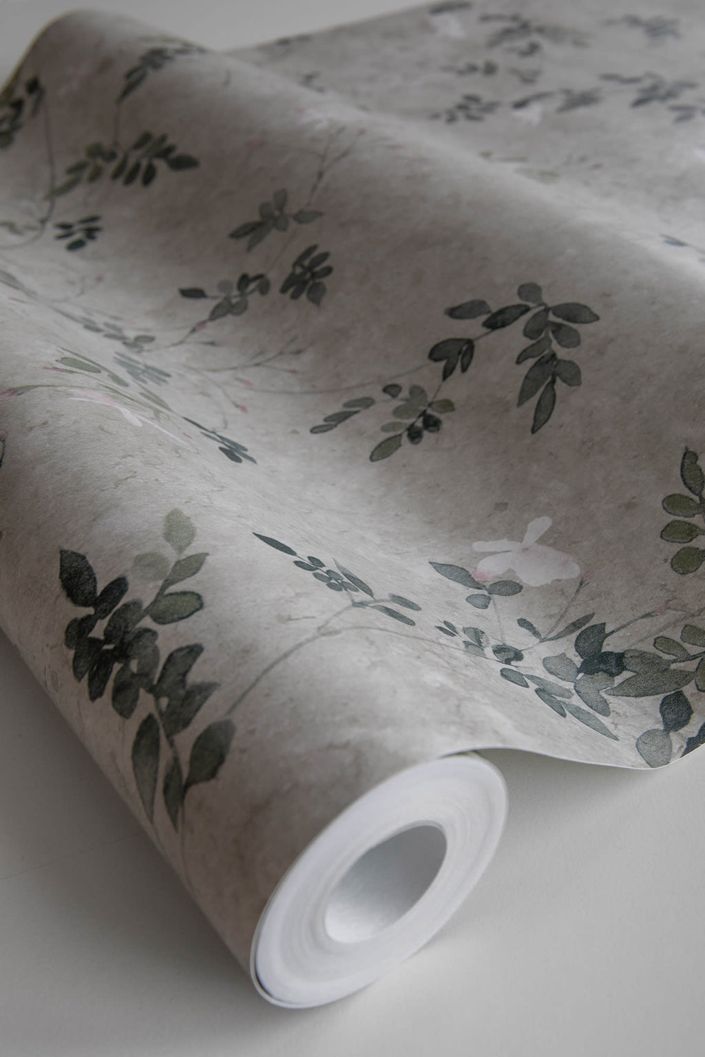 Irene wallpaper by Sandberg in Olive Green, close detail of the print