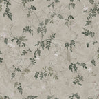 Irene wallpaper by Sandberg, soft green trailing jasmine vines on greige, flat swatch colourway