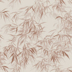 Jon wallpaper by Sandberg, soft watercolour bamboo leaves in terracotta and rust on a pale cream ground, flat roll swatch