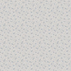 Stella wallpaper by Sandberg, flat swatch of a tiny ditsy floral with small blue flowers and fine foliage on a soft grey ground