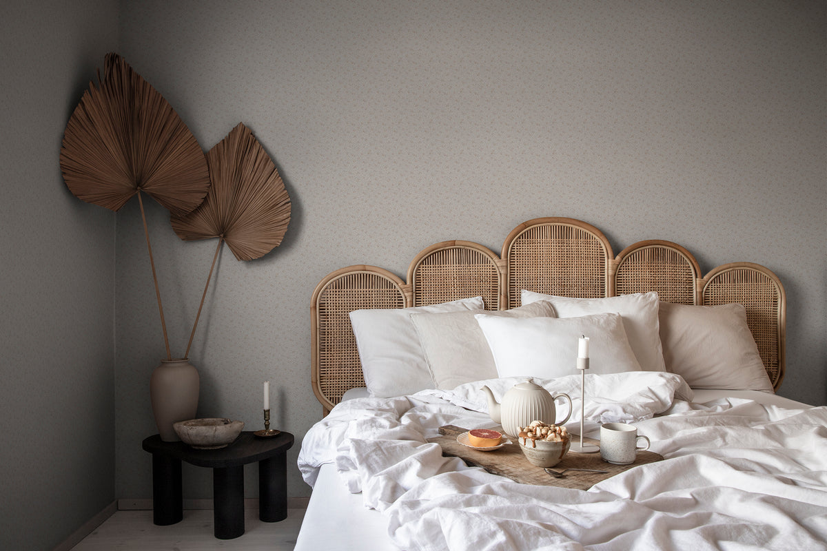 Stella wallpaper by Sandberg in Sage Green, styled on an interior wall