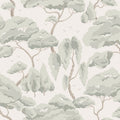 Kristoffer Forest wallpaper by Sandberg, flat swatch of pale sage windswept trees on cream