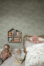 Kristoffer wallpaper by Sandberg – Sage Green colourway, styled in a third room setting