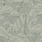 Kristoffer Forest wallpaper by Sandberg, flat swatch of muted grey-green windswept trees, tonal