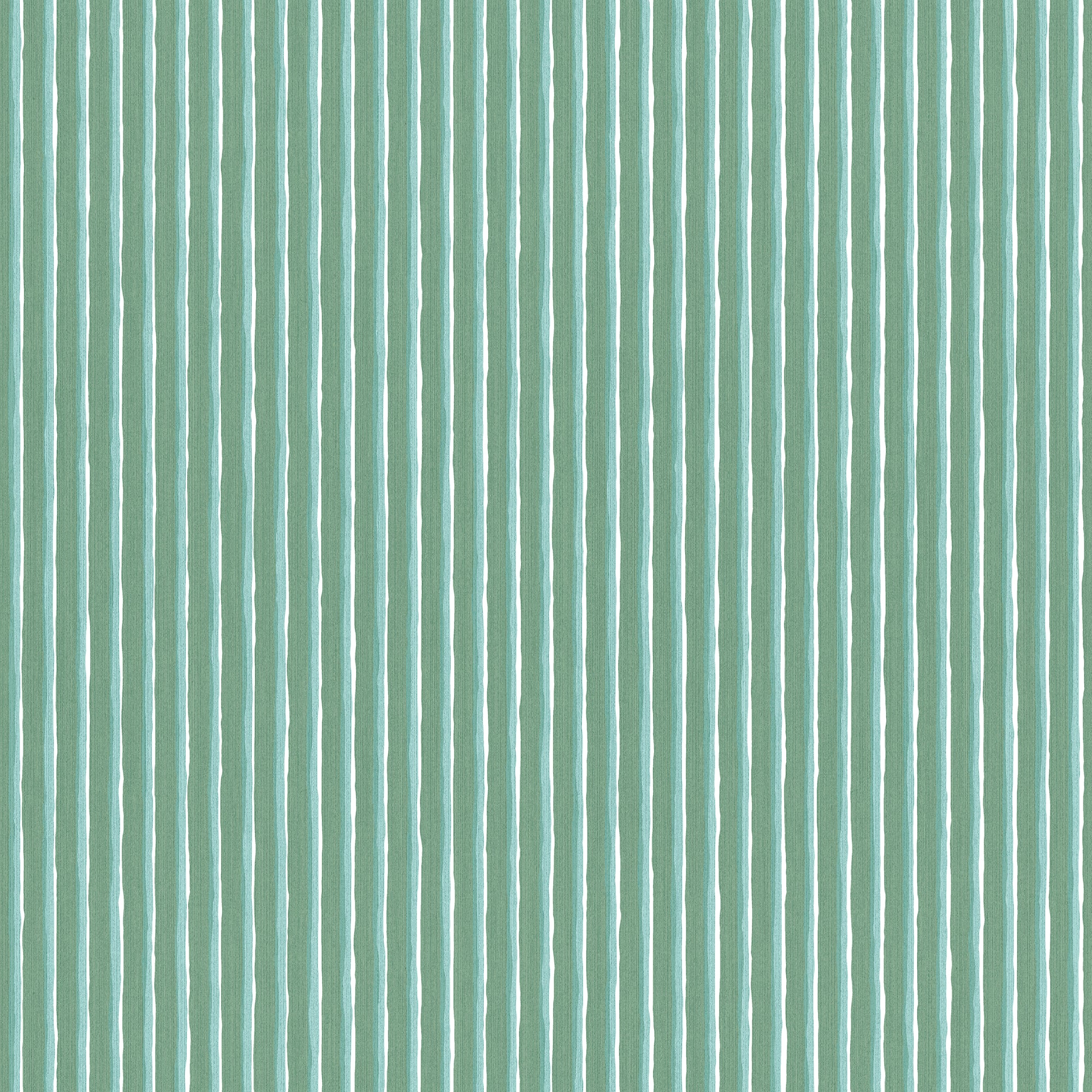 Brita Stripe wallpaper by Sandberg in green, close-up swatch of soft hand-painted vertical stripes