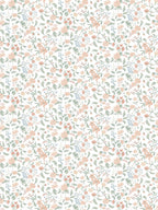 Till Karin wallpaper by Sandberg, delicate floral repeat in blush, sage and blue on a white ground