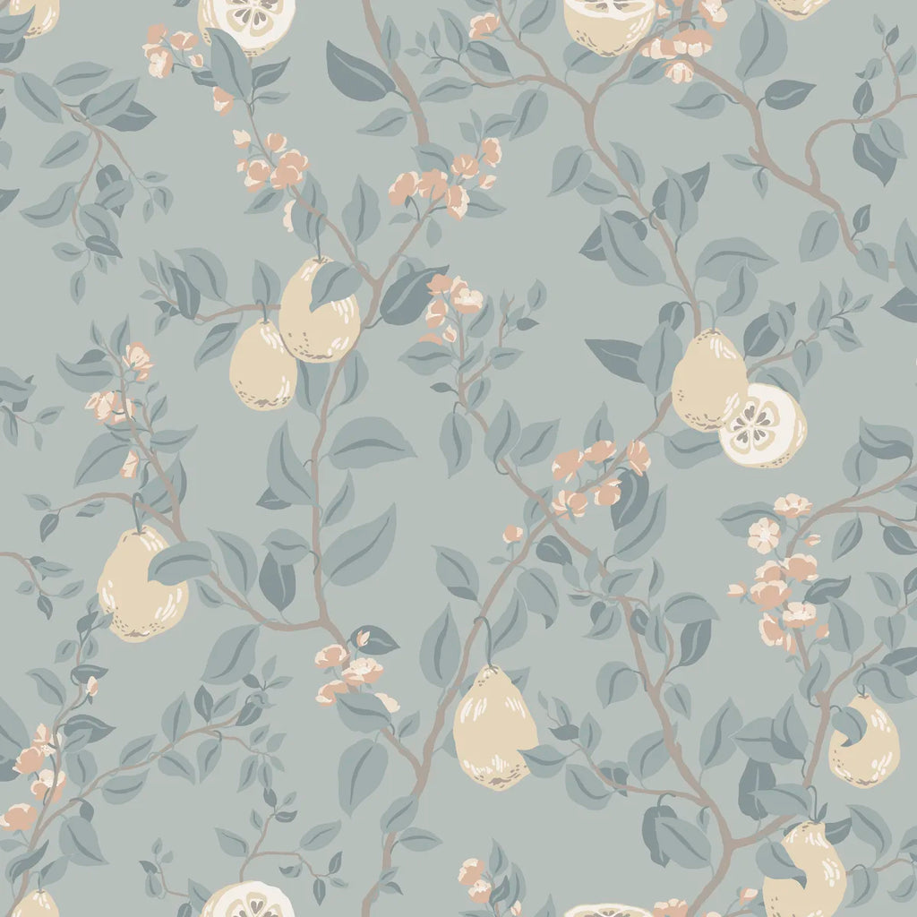 Kvitten Soft Blue wallpaper by Sandberg – floral design