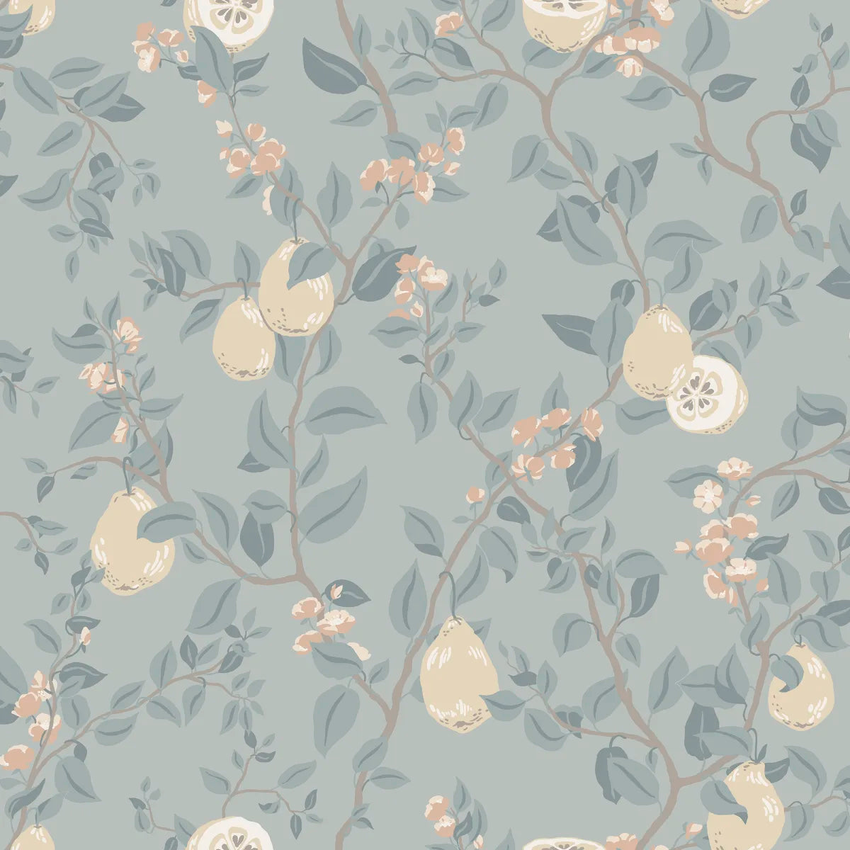 Kvitten Soft Blue wallpaper by Sandberg – floral design