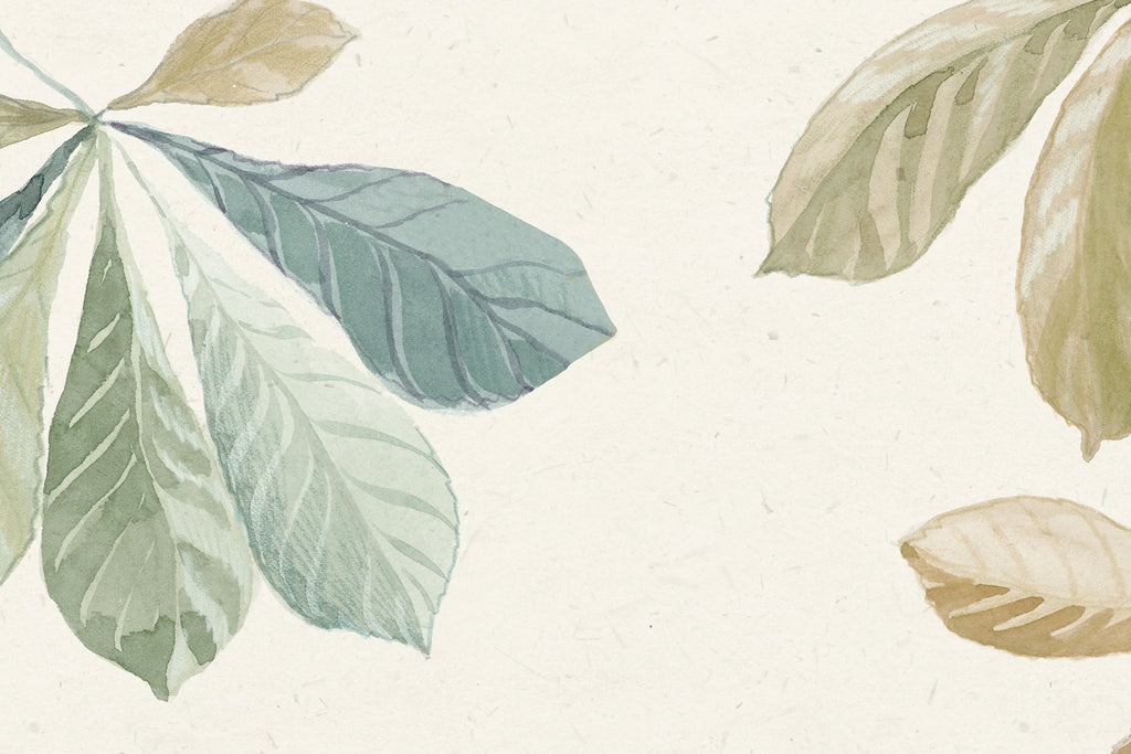 Kastanjen wall mural by Sandberg – botanical design, Green – Garden Green – close-up of the print and texture