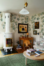 Kastanjen wall mural by Sandberg – botanical design, Green – Garden Green – styled in a room setting, view 2