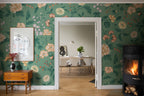 Suzanne wallpaper by Sandberg – floral design, Green – Emerald