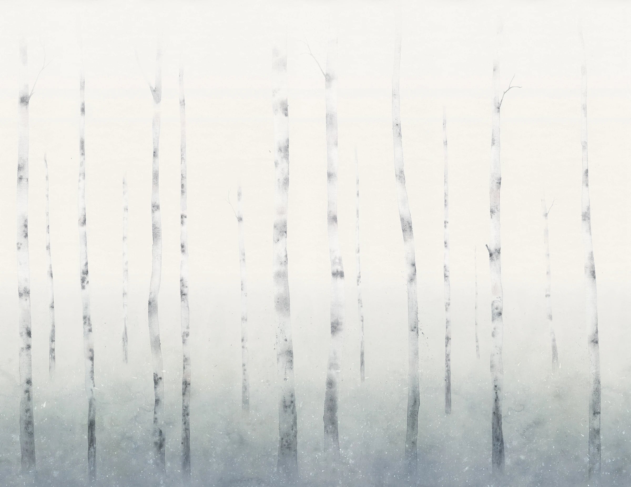 Sundborn wall mural by Sandberg – forest & woodland design, White – Winter – styled in a room setting, view 5