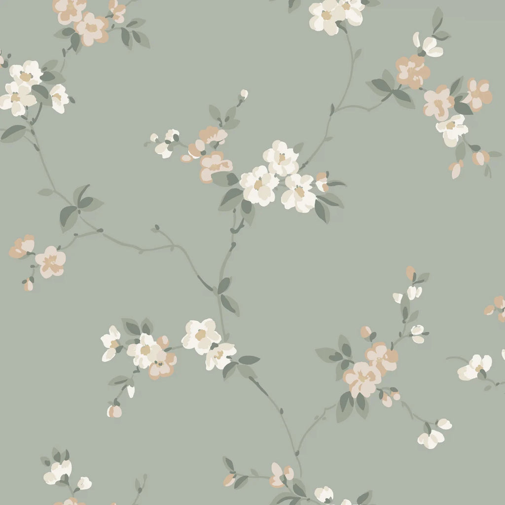 Engla Sage Green wallpaper by Sandberg – floral design