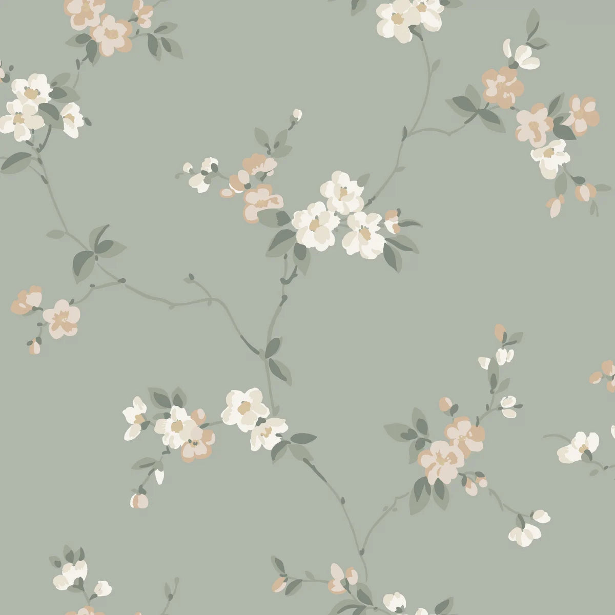 Engla Sage Green wallpaper by Sandberg – floral design
