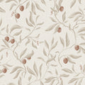 Vinnie wallpaper by Sandberg in soft beige with taupe leaves and russet berries, flat swatch