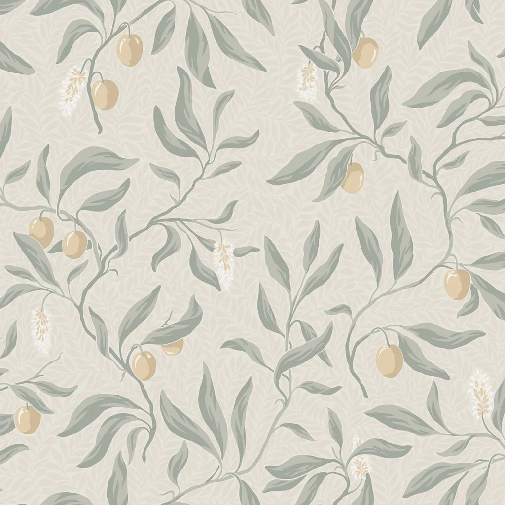 Vinnie Sage Green wallpaper by Sandberg – botanical design