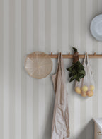 Sam wallpaper by Sandberg in Sandstone, styled on an interior wall