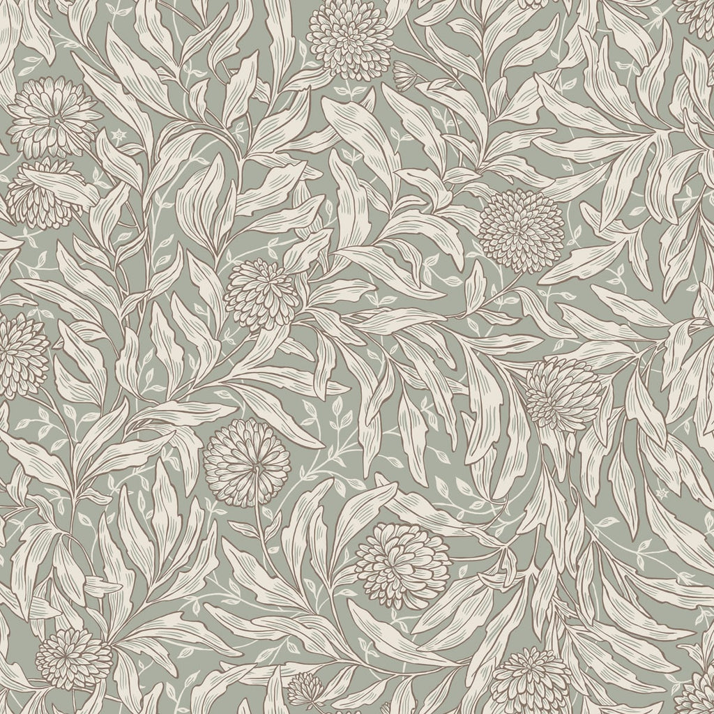 Olof Sage Green wallpaper by Sandberg – botanical design