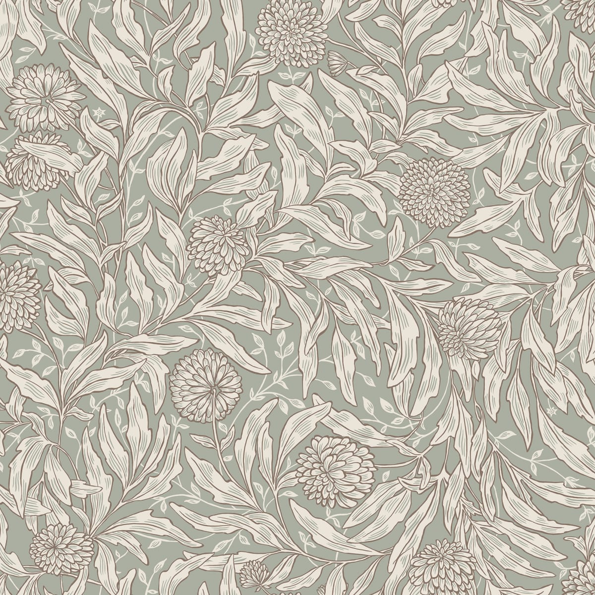Olof Sage Green wallpaper by Sandberg – botanical design