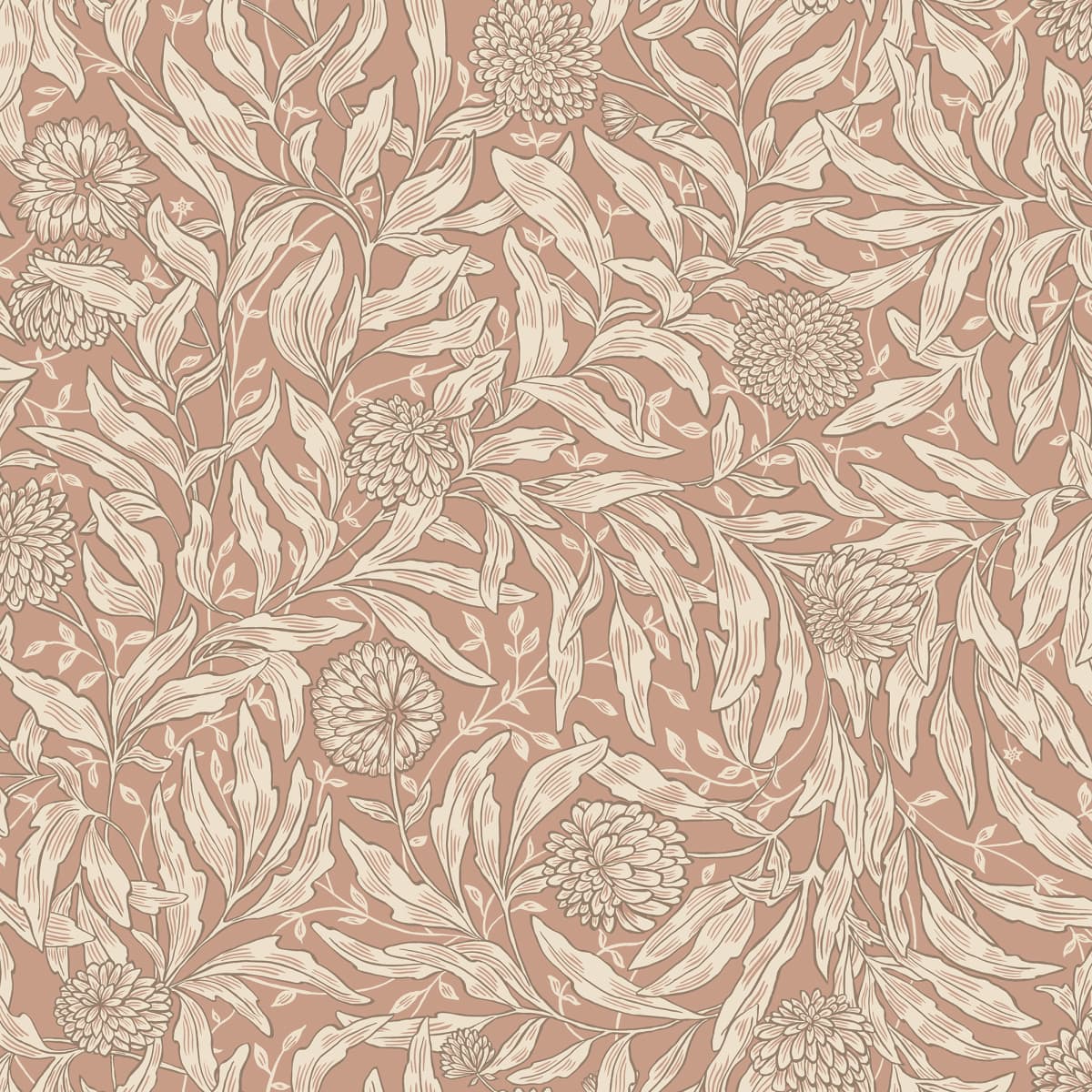 Olof Terracotta wallpaper by Sandberg – botanical design