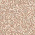 Olof wallpaper by Sandberg in terracotta clay pink, cream willow leaves and round flowers, flat roll swatch
